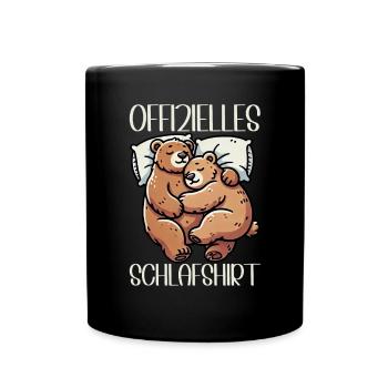 Offizielles Schlafshirt Lustiger Grizzly Bär - Tasse einfarbig - Schwarz - Vorne