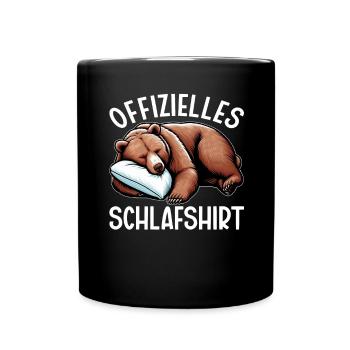 Offizielles Schlafshirt Lustiger Grizzly Bär - Tasse einfarbig - Schwarz - Vorne