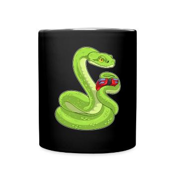 Schlange Gamer Controller - Tasse einfarbig - Schwarz - Vorne