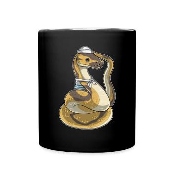 Schlange Seemann Seemannsmütze - Tasse einfarbig - Schwarz - Vorne