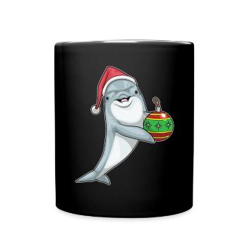 Dolphin Christmas Christmas Ball - Full Colour Mug - black - Front