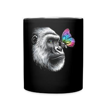 Gorille papillons Animal Faune Gardien de zoo - Mug uni - noir - Devant
