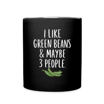 Grüne Bohnen - Tasse einfarbig - Schwarz - Vorne
