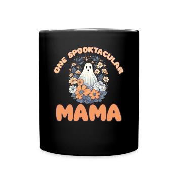 Halloween groovy Mama Geist Hippie Blumen Vintage - Tasse einfarbig - Schwarz - Vorne