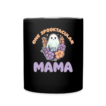Halloween groovy Mama Geist Hippie Blumen Vintage - Tasse einfarbig - Schwarz - Vorne
