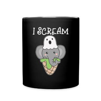 Elefant Halloween Geist I Scream Eis Wortspiel - Tasse einfarbig - Schwarz - Vorne