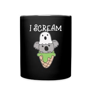 Koala Halloween Geist I Scream Eis Wortspiel - Tasse einfarbig - Schwarz - Vorne