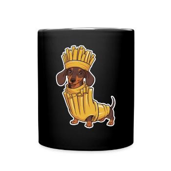 Dachshund In French Fries Costumes - Humorous Disguise - Full Colour Mug - black - Front