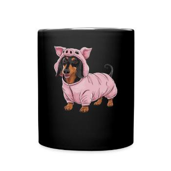 Teckel En Costumes Tenue Cochon - Mug uni - noir - Devant