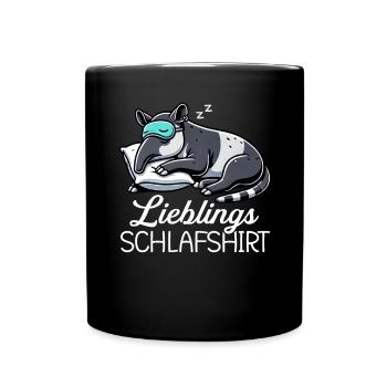Offizielles Schlafshirt Lustiger Tapir Pyjama - Tasse einfarbig - Schwarz - Vorne