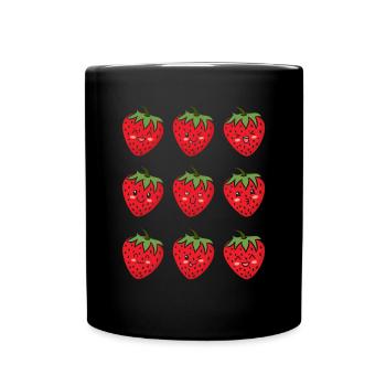 Visage de fraise drôle Fraise drôle - Mug uni - noir - Devant