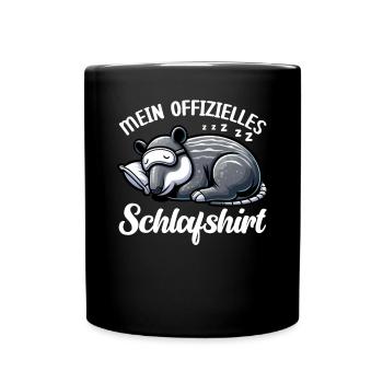 Offizielles Schlafshirt Lustiger Tapir Pyjama - Tasse einfarbig - Schwarz - Vorne