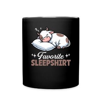 Kuh Offizielles Schlafshirt Lustige Kuh Pyjama - Tasse einfarbig - Schwarz - Vorne
