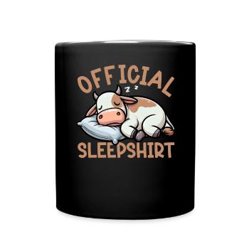 Cow Official Sleep Shirt Funny Cow Pajamas - Full Colour Mug - black - Front