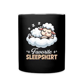 Official Sleep Shirt Funny Sheep Pajamas - Full Colour Mug - black - Front