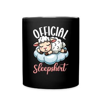 Offizielles Schlafshirt Lustiges Schaf Pyjama - Tasse einfarbig - Schwarz - Vorne