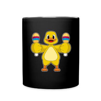 Ente Musiker Rassel Musik - Tasse einfarbig - Schwarz - Vorne