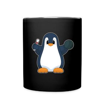 Pinguin Bowling Bowlingkugel Pin - Tasse einfarbig - Schwarz - Vorne