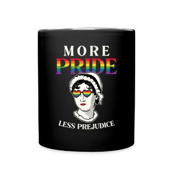 LGBT More Pride Less Prejudice Rainbow Gay Pride - Full Colour Mug - black - Front