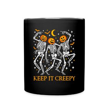 Lustiges Halloween Kürbis tanzende Skelette Kostüm - Tasse einfarbig - Schwarz - Vorne