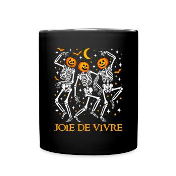 Lebensfreude Tanzende Skelette Lustig Halloween - Tasse einfarbig - Schwarz - Vorne