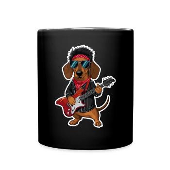 Dackel In Kostümen Rock Bandana - Tasse einfarbig - Schwarz - Vorne