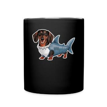 Dachshund In Costumes Funny Shark - Full Colour Mug - black - Front
