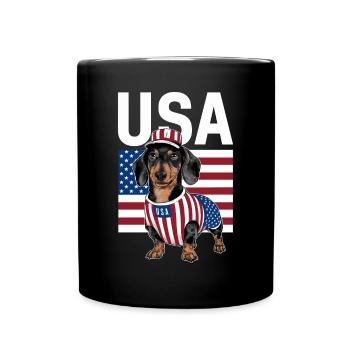 Dachshund In Costumes United States Flag - Full Colour Mug - black - Front