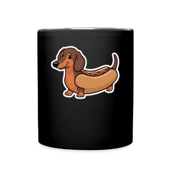 Dackel In Kostümen Lustiger Hot Dog - Tasse einfarbig - Schwarz - Vorne