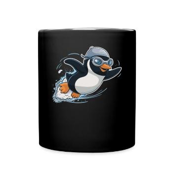 Schwimmender Pinguin Schwimmer Schwimmen - Tasse einfarbig - Schwarz - Vorne