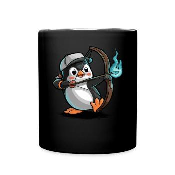 Pingouin avec arc et flèche - Mug uni - noir - Devant