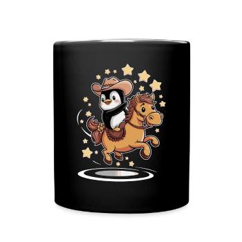 Penguin Cowboy Promenades À Cheval Sous - Mug uni - noir - Devant