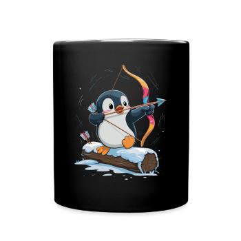 Pingouin avec arc dans l’aventure de neige - Mug uni - noir - Devant