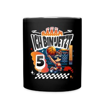 Basketball Bääm Ich Bin Jetzt 5. Geburtstag - Tasse einfarbig - Schwarz - Vorne