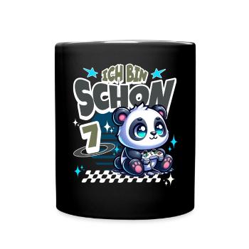7. Geburtstag Kindergeburtstag Gaming Panda - Tasse einfarbig - Schwarz - Vorne