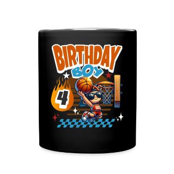 Basketball 4th Birthday - Full Colour Mug - black - Front