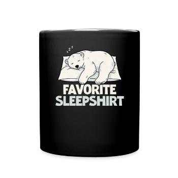 Eisbär Offizielles Schlafshirt Lustiges Eisbär - Tasse einfarbig - Schwarz - Vorne