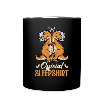 Offizielles Schlafshirt Lustiger Dinosaurier - Tasse einfarbig - Schwarz - Vorne