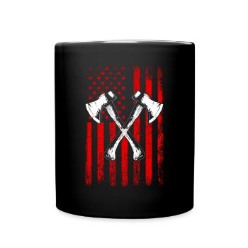 axe throwing american flag - Tasse einfarbig - Schwarz - Vorne