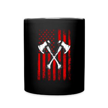 axe throwing american flag - Tasse einfarbig - Schwarz - Vorne