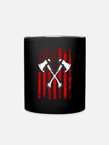 axe throwing american flag - Tasse einfarbig - Schwarz