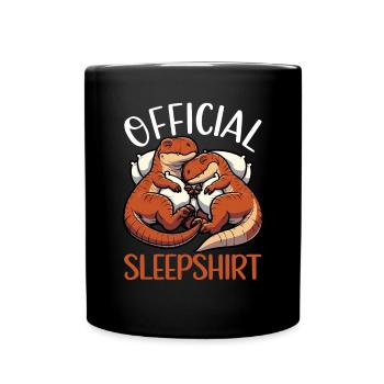 Offizielles Schlafshirt Lustiger Dinosaurier - Tasse einfarbig - Schwarz - Vorne
