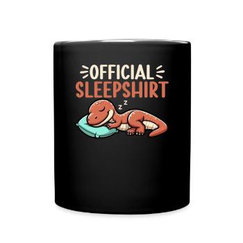 Offizielles Schlafshirt Lustiger Dinosaurier - Tasse einfarbig - Schwarz - Vorne