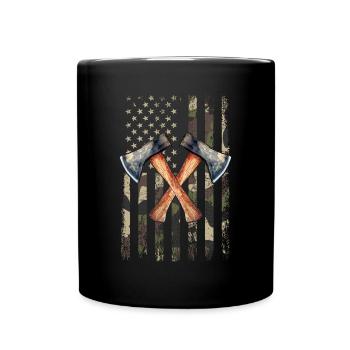 axe throwing american flag - Tasse einfarbig - Schwarz - Vorne