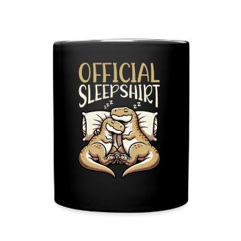 Offizielles Schlafshirt Lustiger Dinosaurier - Tasse einfarbig - Schwarz - Vorne