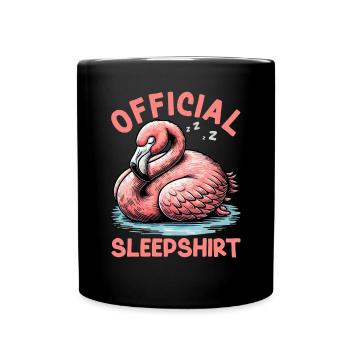 Offizielles Schlafshirt Lustiger Flamingo Pyjama - Tasse einfarbig - Schwarz - Vorne