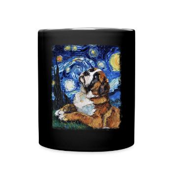 Chien Saint-Bernard Peinture Nuit Étoilée - Mug uni - noir - Devant