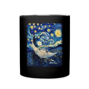 Stingray Manta Ray Peinture Nuit étoilée - Mug uni - noir - Devant