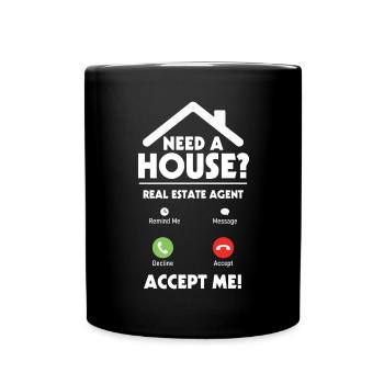 Immobilienmakler Immobilien Makler Geschenk - Tasse einfarbig - Schwarz - Vorne