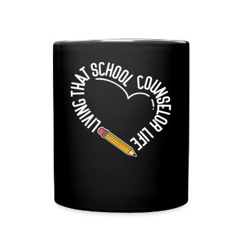 School Counselor Heart Living That - Tasse einfarbig - Schwarz - Vorne